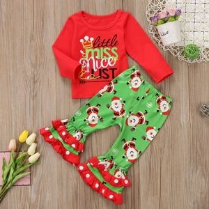 Long Sleeve Boutique Christmas Ruffle Pant…